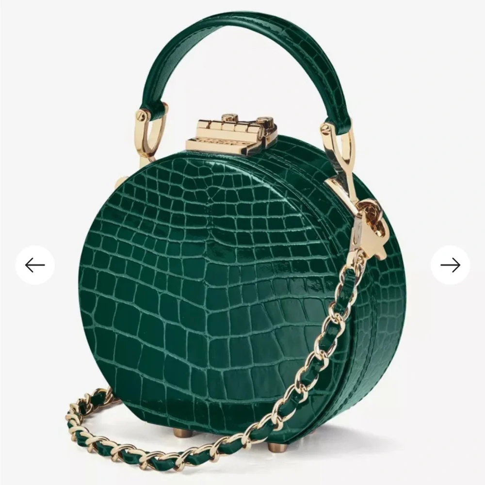 Aspinal of London Hat Box Micro crocodile-embossed patent leathers - Picture 3 of 15